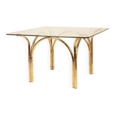 Table en verre et laiton, fabrication italienne, 1970