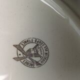 Large dish creux in faïence ancient motifs mill seaboard vintage sails