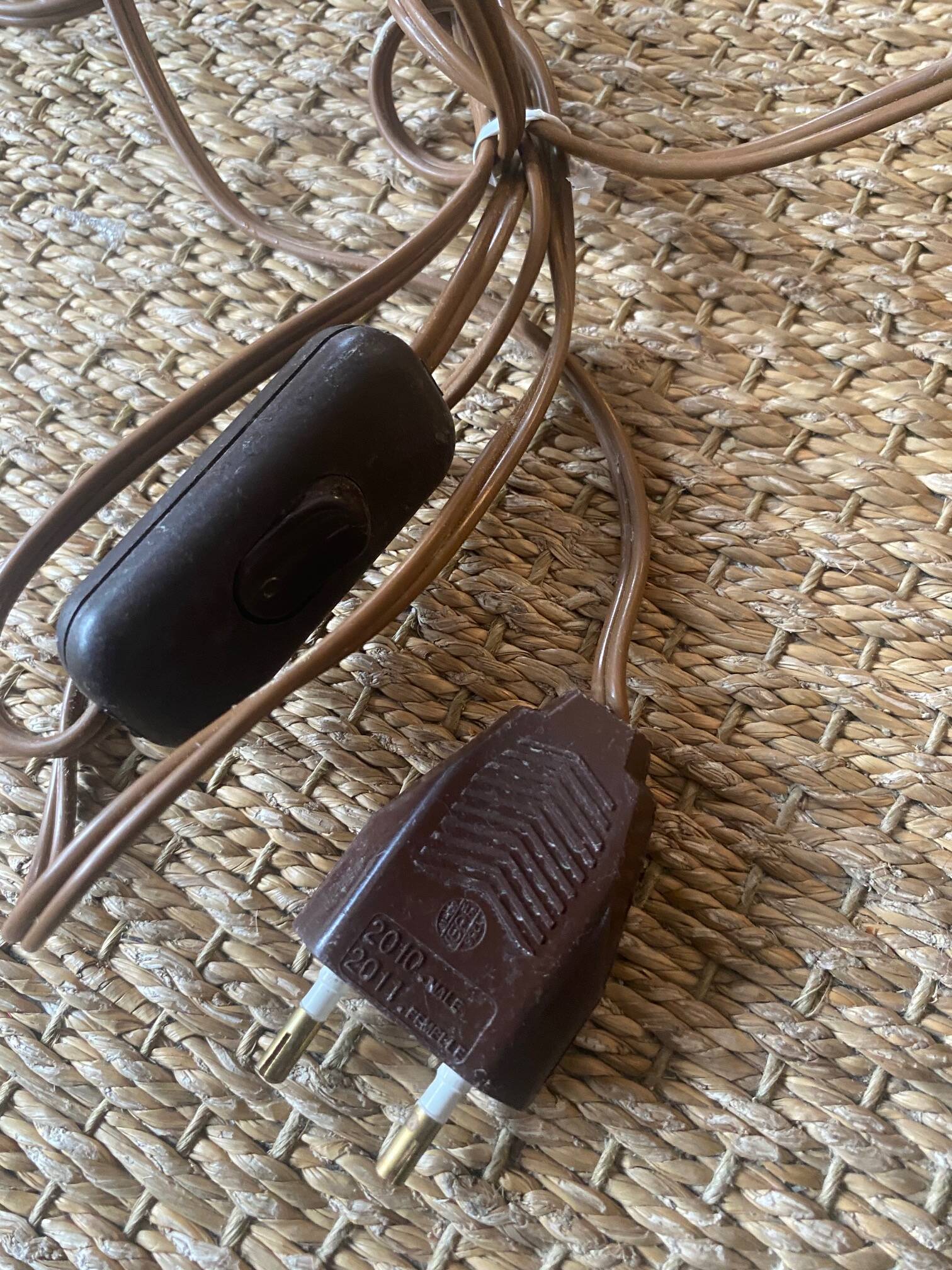 Solid wood lamp with handmade lampshade, 1970