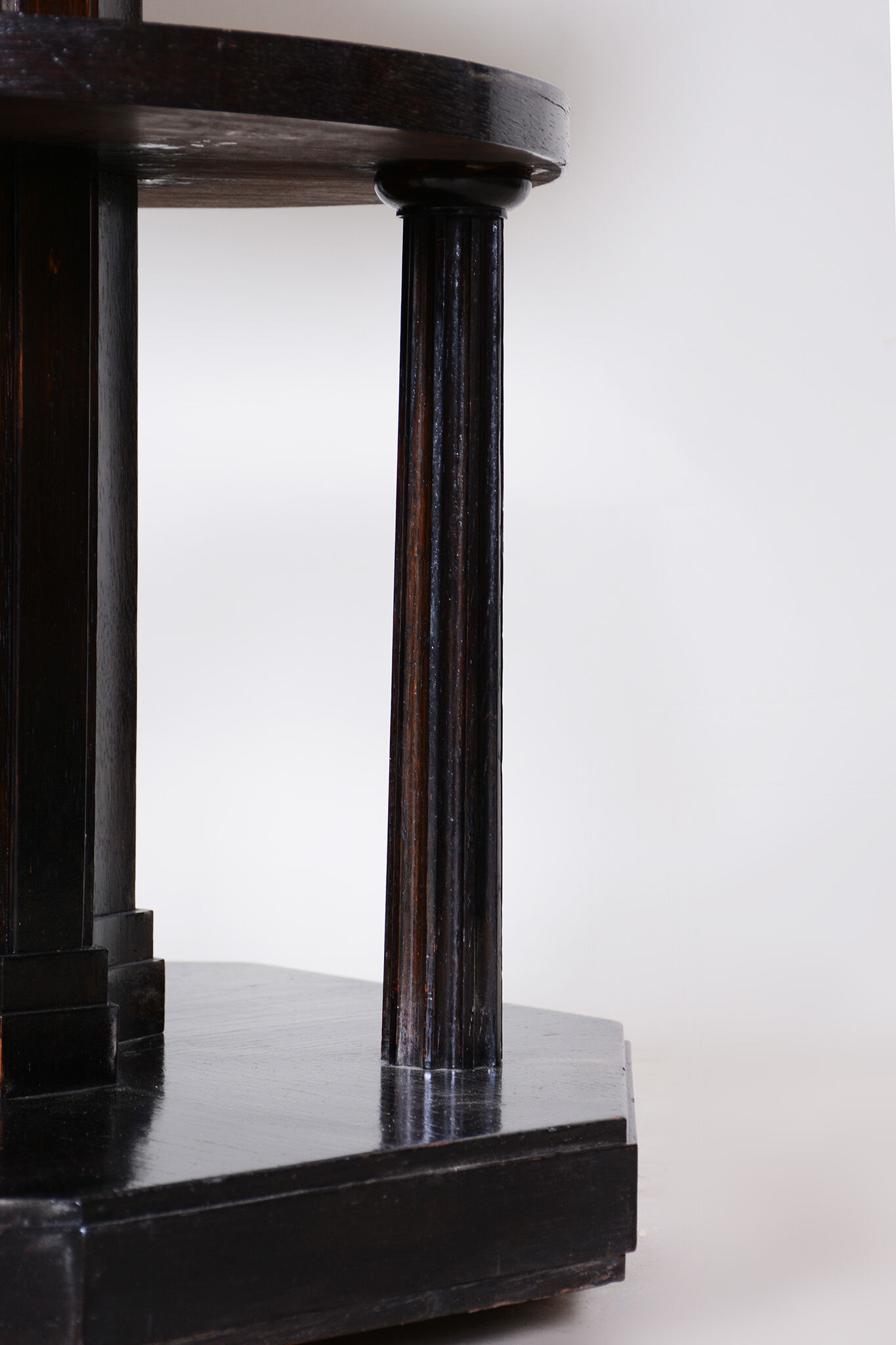 Unusual Restored Czech Cubist Oak Side Table, Czechia, 1910-1919