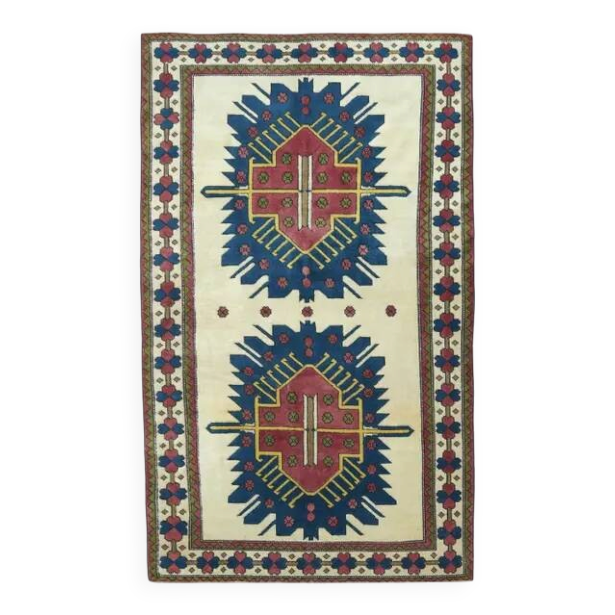 1970s Vintage Turkish Oushak Handmade Wool Cotton Beige Area Rug 160x265