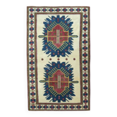 Tapis vintage turc Oushak fait main en laine et coton beige, années 1970