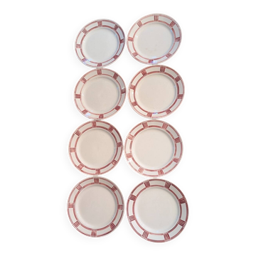 Eight Badonviller dinner plates