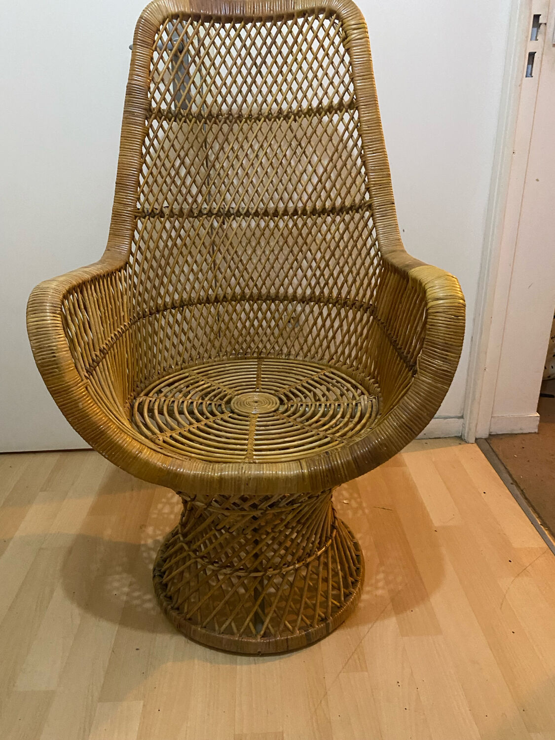 Vintage rattan armchair – High back – 1970s
