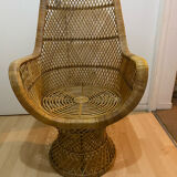 Vintage rattan armchair – High back – 1970s