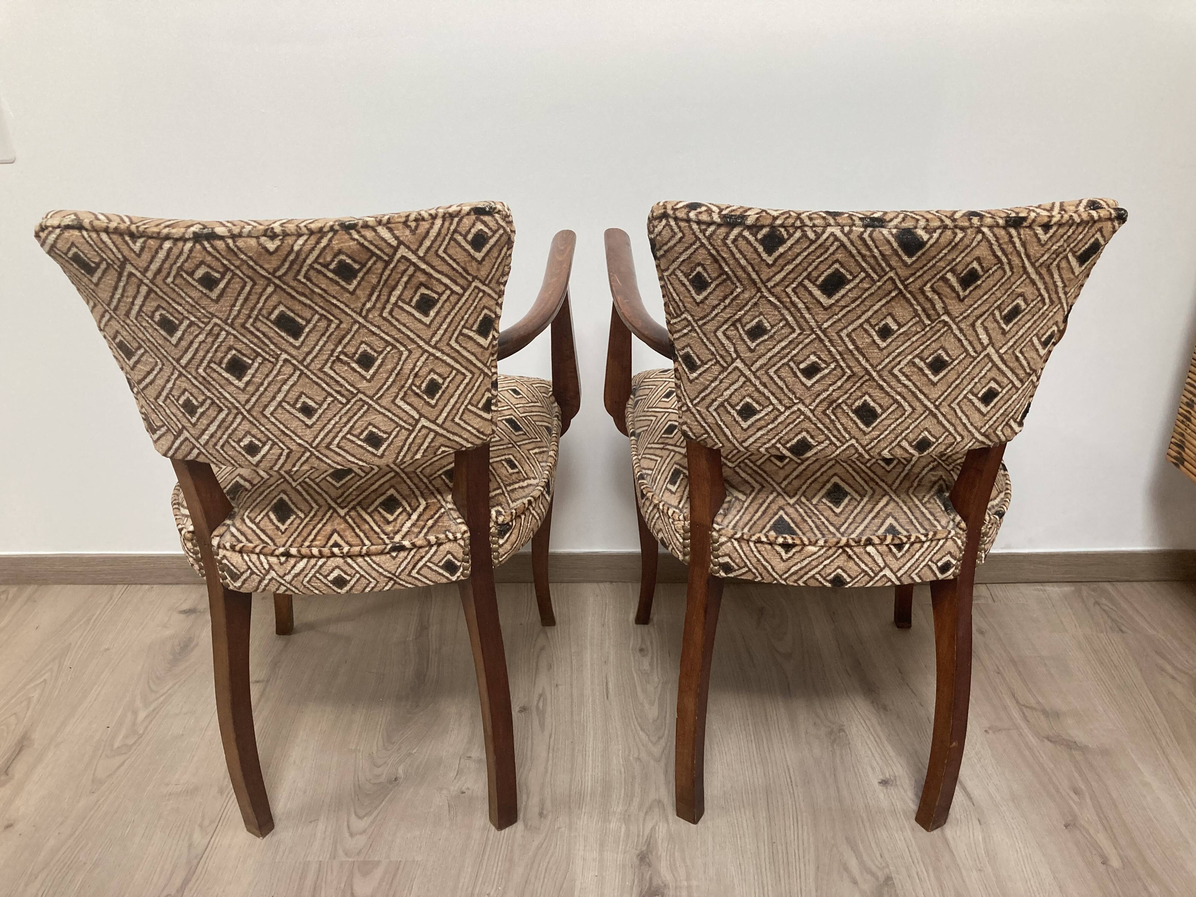Pair of armchairs bridge in teak circa 1970 vintage