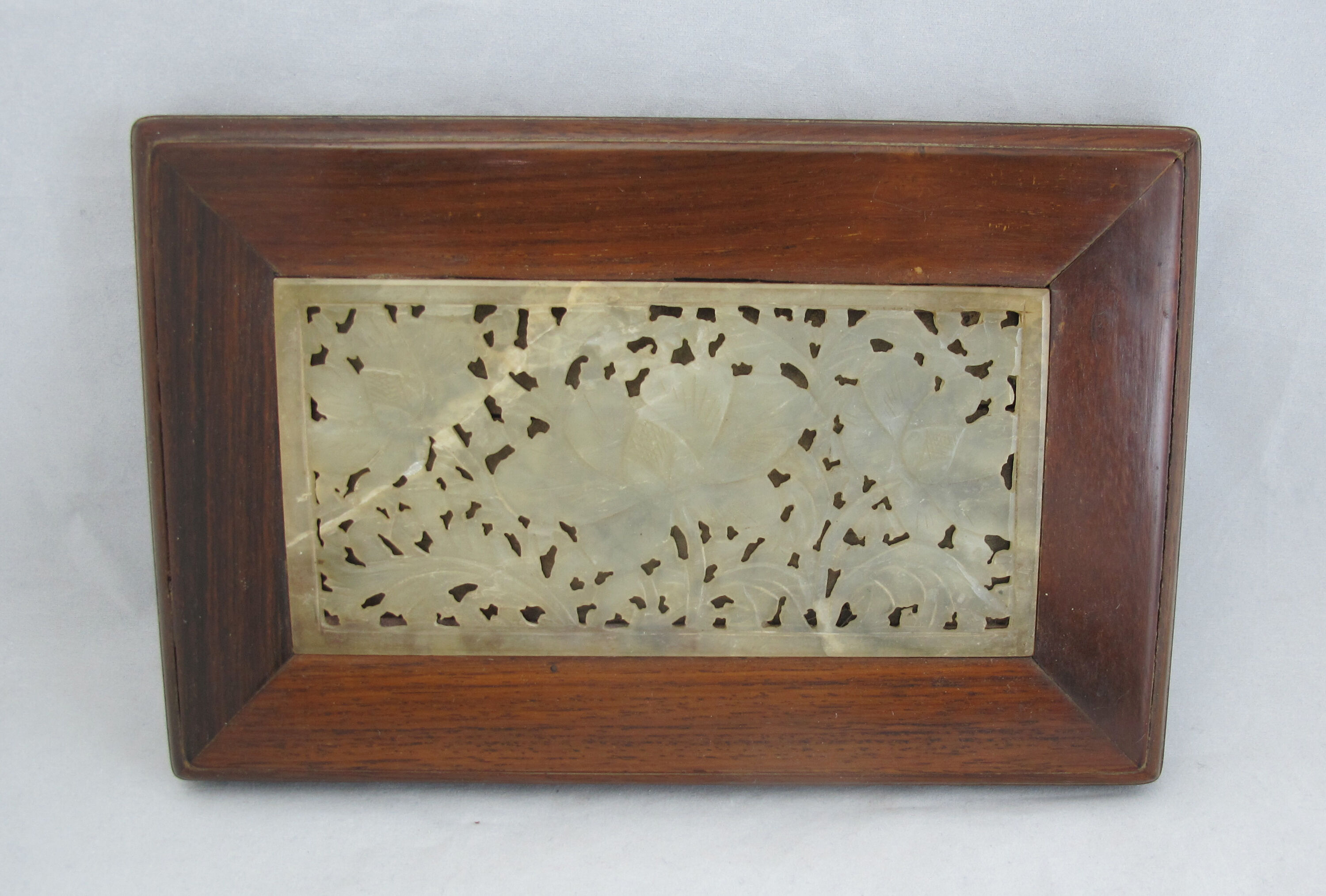 Chinese wooden box decorated with jade plates