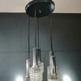 Glass and chrome chandelier by Massive Belgium