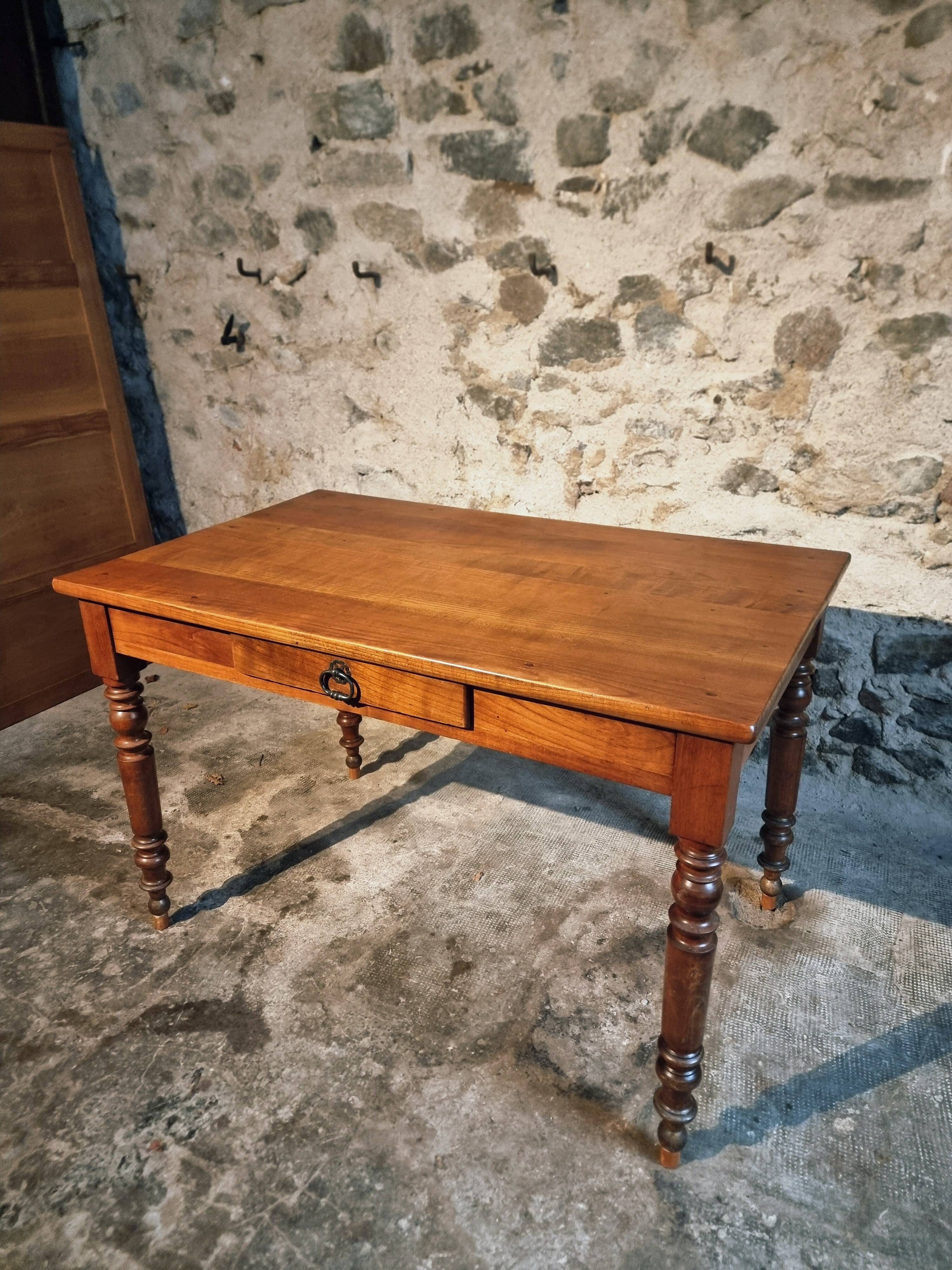 French vintage cherry wood table, circa 1920–1940.