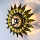 Sunburst ceiling light fixture or sconce in gilt wrought iron, Spain, circa 1960s