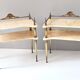 Pair of Nightstands / Console Tables with Marble Tops and Brass Legs, Italy