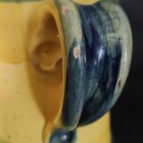 Vintage earthenware pitcher with a glossy finish, signature to be identified, 20th-century ceramics.