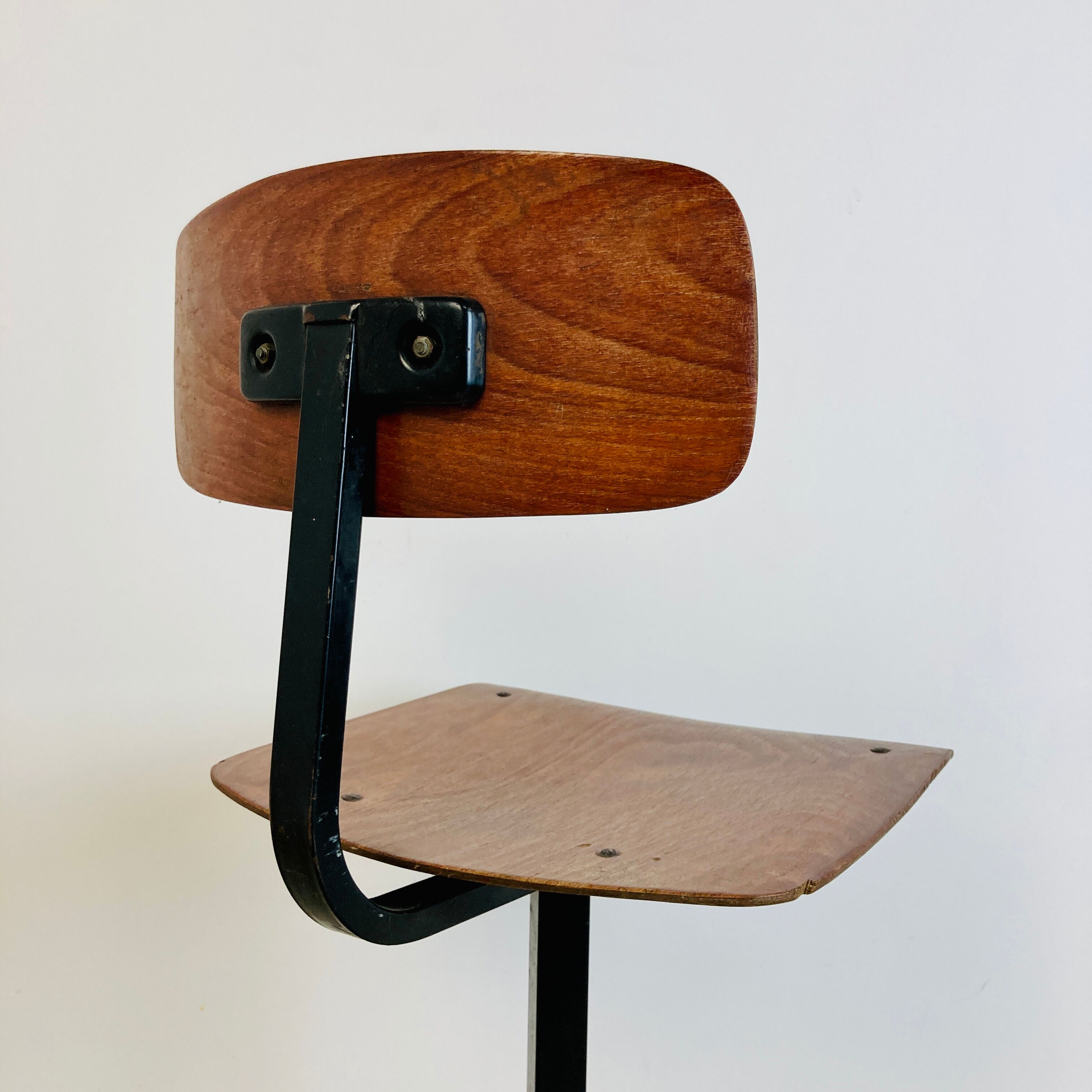 Office children's chair, wooden and metal, 70s