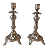 Set of 2 silver candle holders
