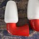 Pair of red and white seventies wall lights