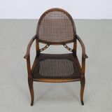 Classic English Armchair in Oak and Rattan