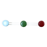 Metal coat rack, 3 colored hooks from the 60s and 70s