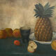 Painting old still life with pineapple twentieth