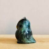 Grey-green enamelled brass owl