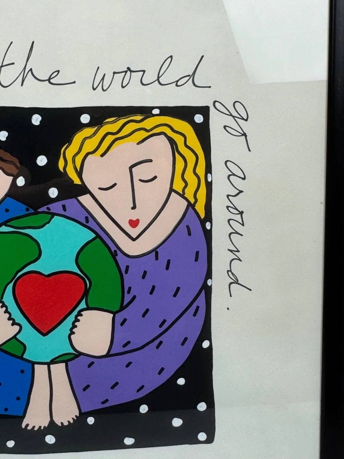Sandra Magsamen, Love makes the world go around, technique mixte, c. 1990