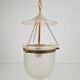 Vintage Brass and Mounted Glass Hundi Lantern Bell Lamp, 1950s