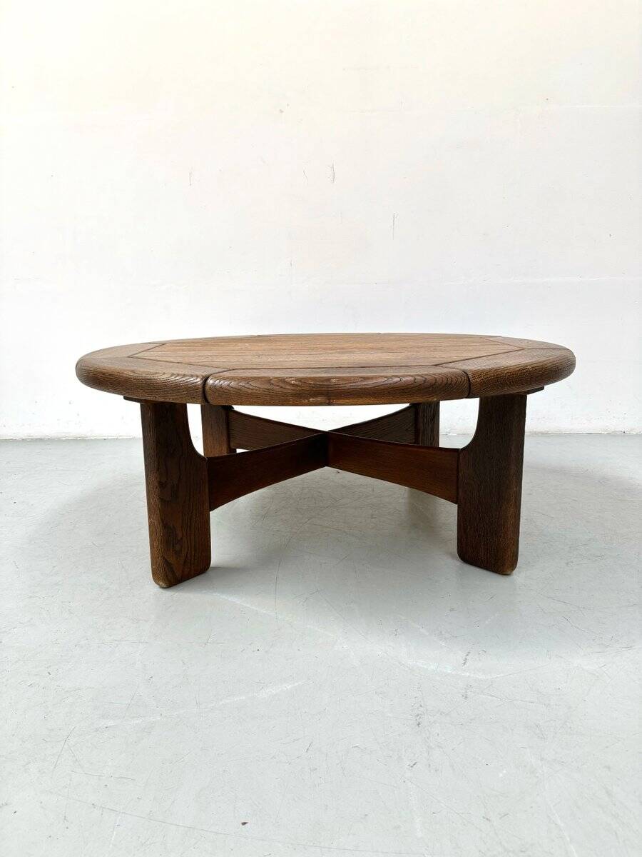 Table basse vintage de style brutaliste danois en chêne, années 1960