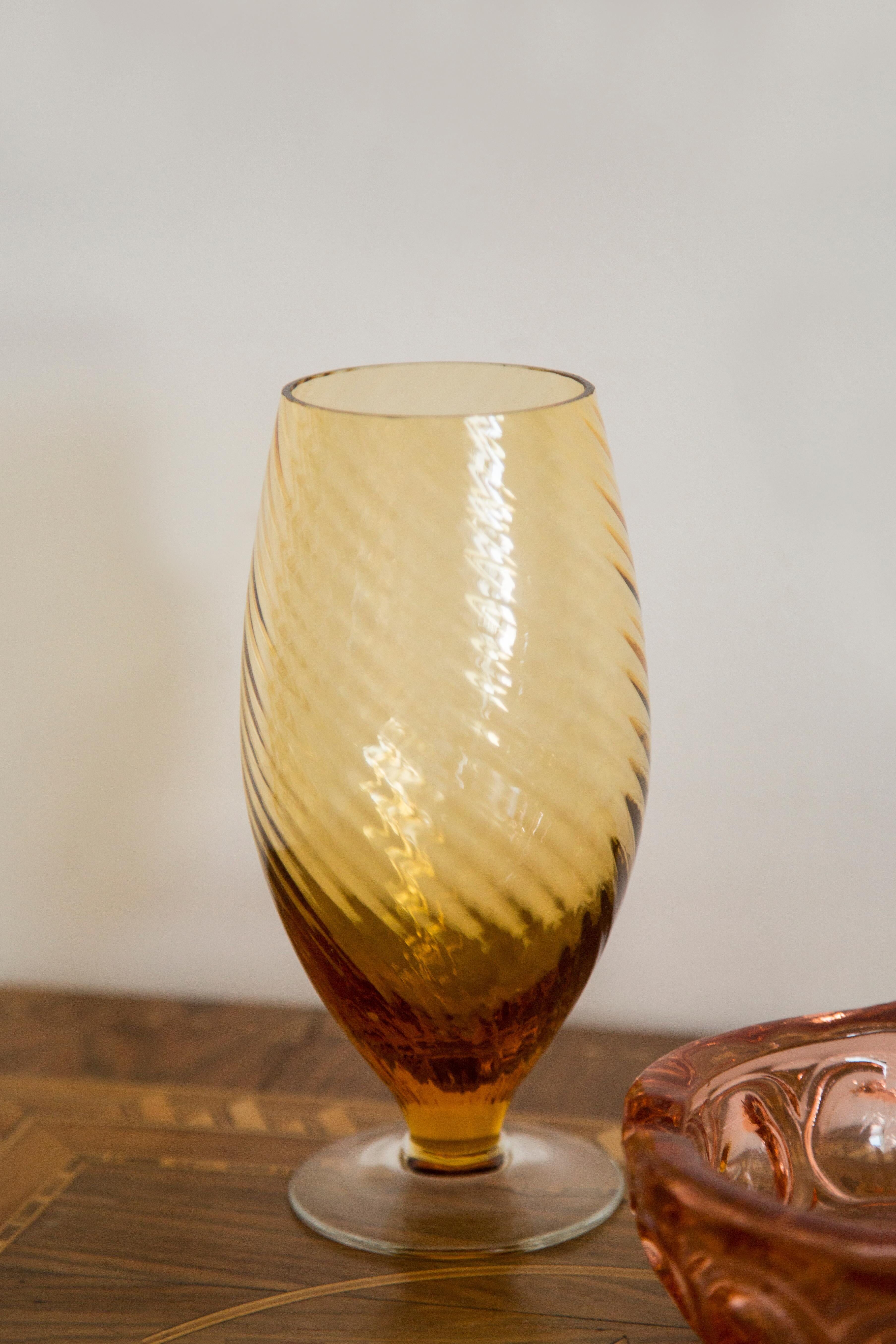 Small vintage yellow glass vase, 20th century, Europe, 1960s