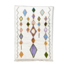 Tapis berbère marocain azilal écru à losanges multicolores 237x167cm