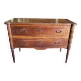 LOUIS XVI COMMODE WITH 2 DRAWERS IN SOLID WALNUT FROM THE 19TH CENTURY