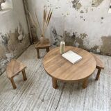Circular elm coffee table from the 1950s