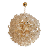 Transparent and Gold Lotus Glass Sputnik Chandelier