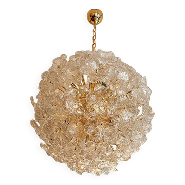 Transparent and Gold Lotus Glass Sputnik Chandelier