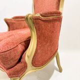 Pair of Armchairs Louis XV Style, Red Upholstery