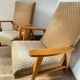Pair of Manucere armchairs with vintage compass legs