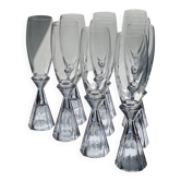 10 verres à champagne en cristal vintage, revival Art Déco des années 1980