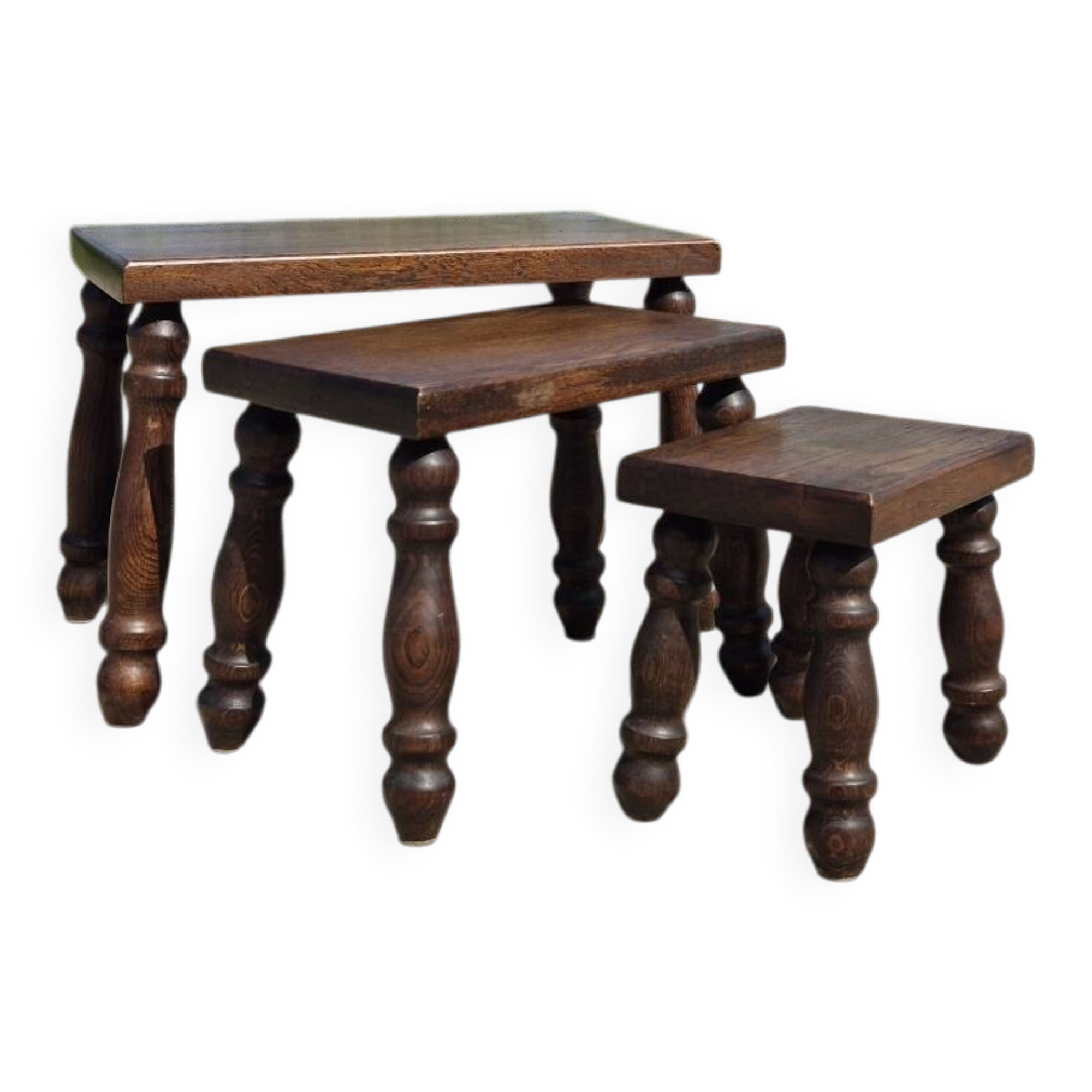 Vintage brutalist oak nesting tables (3)