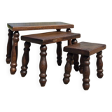 Vintage brutalist oak nesting tables (3)