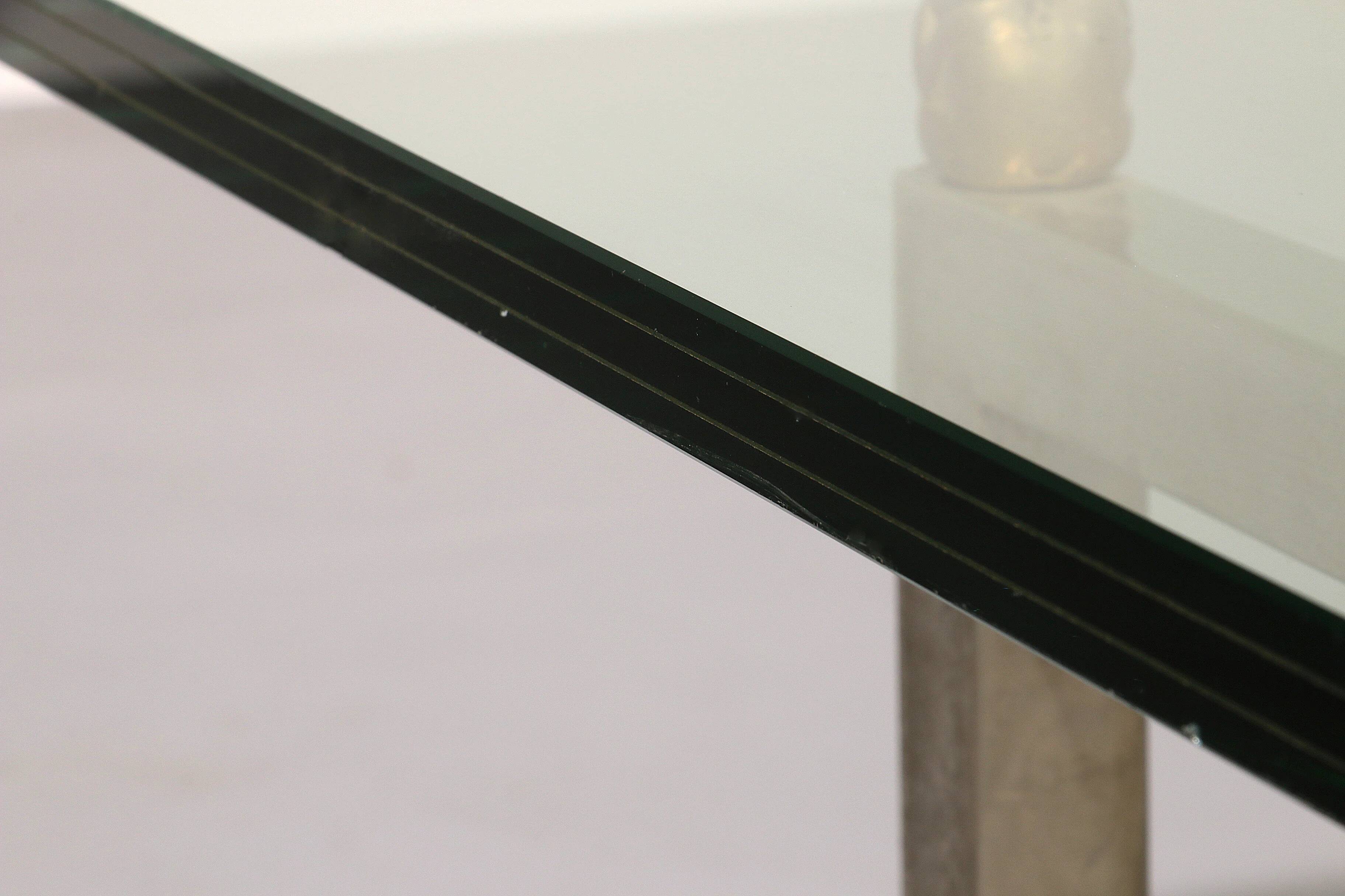 Peter Ghyczy glass coffee table with stainless steel frame Biri T29