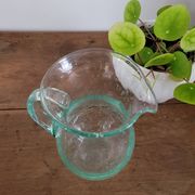 pitcher in green bubbled glass