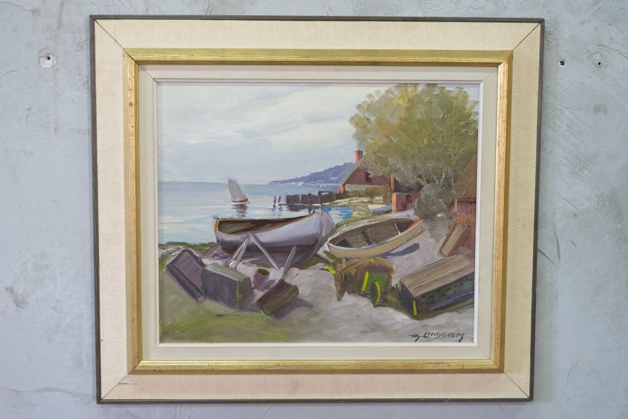Hjamar Lindblom, Swedish Modern Landscape, 1960s, Oil on Canvas, Framed
