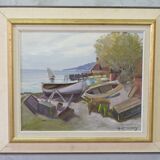 Hjamar Lindblom, Swedish Modern Landscape, 1960s, Oil on Canvas, Framed
