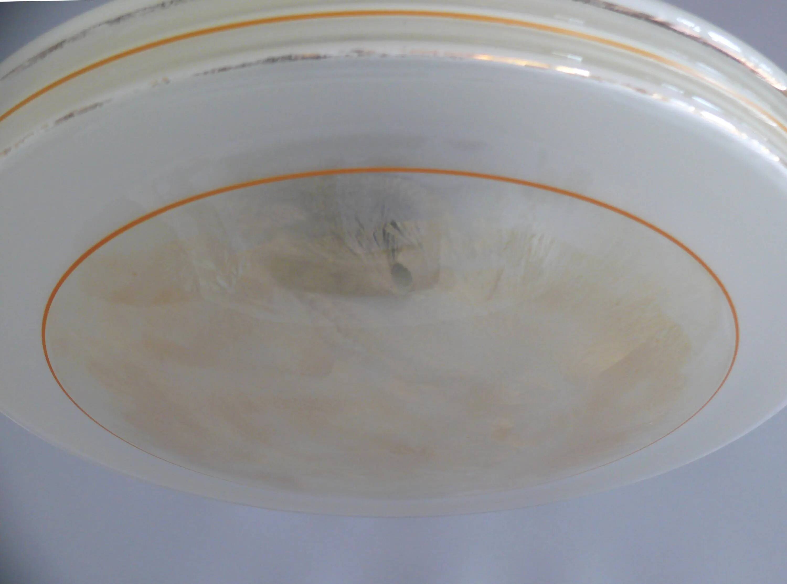 Suspension beige Art Déco, style soucoupe volante, lustre en laiton - années 1940-1950