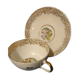 Limoges porcelain cup under cup