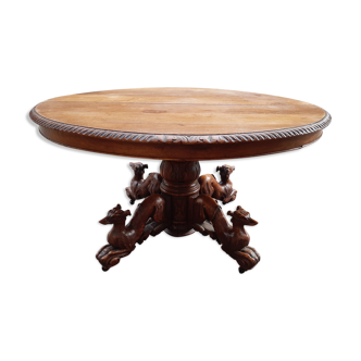 Table ronde "scène de chasse" début XXème