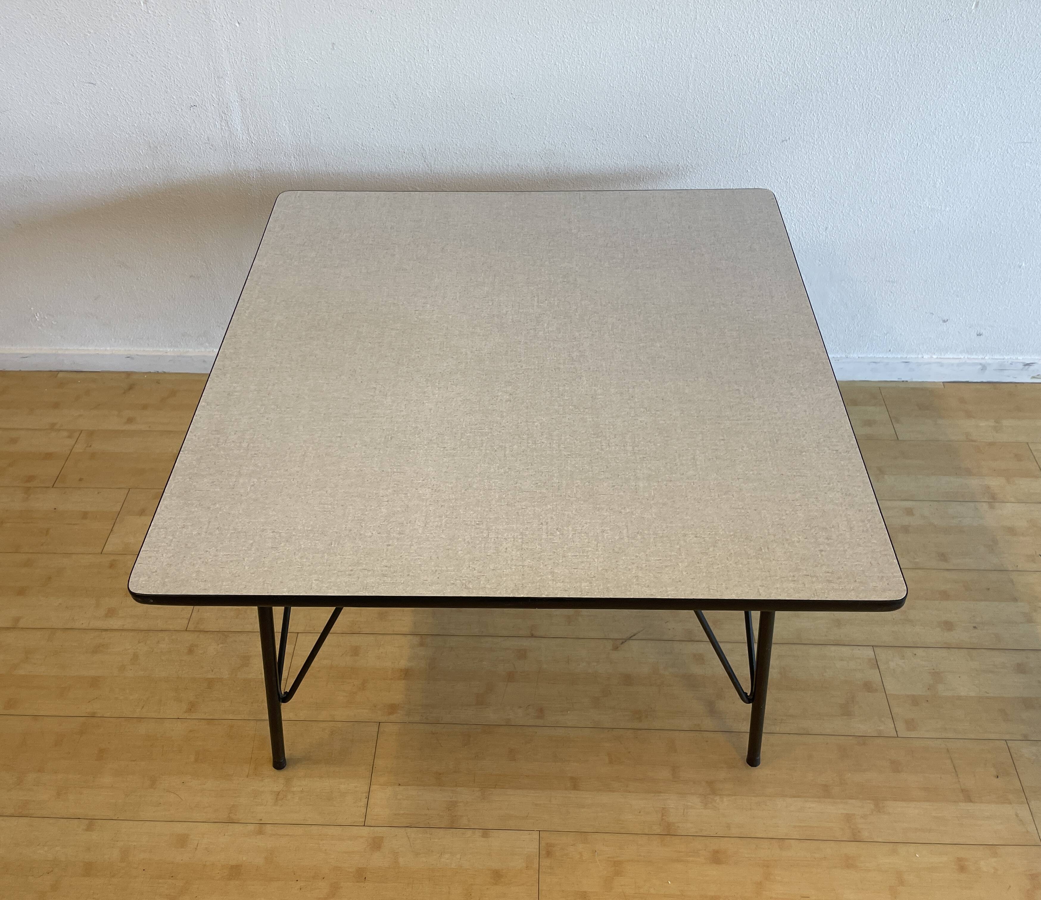 Gray height-adjusted coffee / dining room table, by Rudolf Wolf for Elsrijk