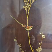 Vintage Chinese cabinet with gold leaf, flowers and birds / oriental