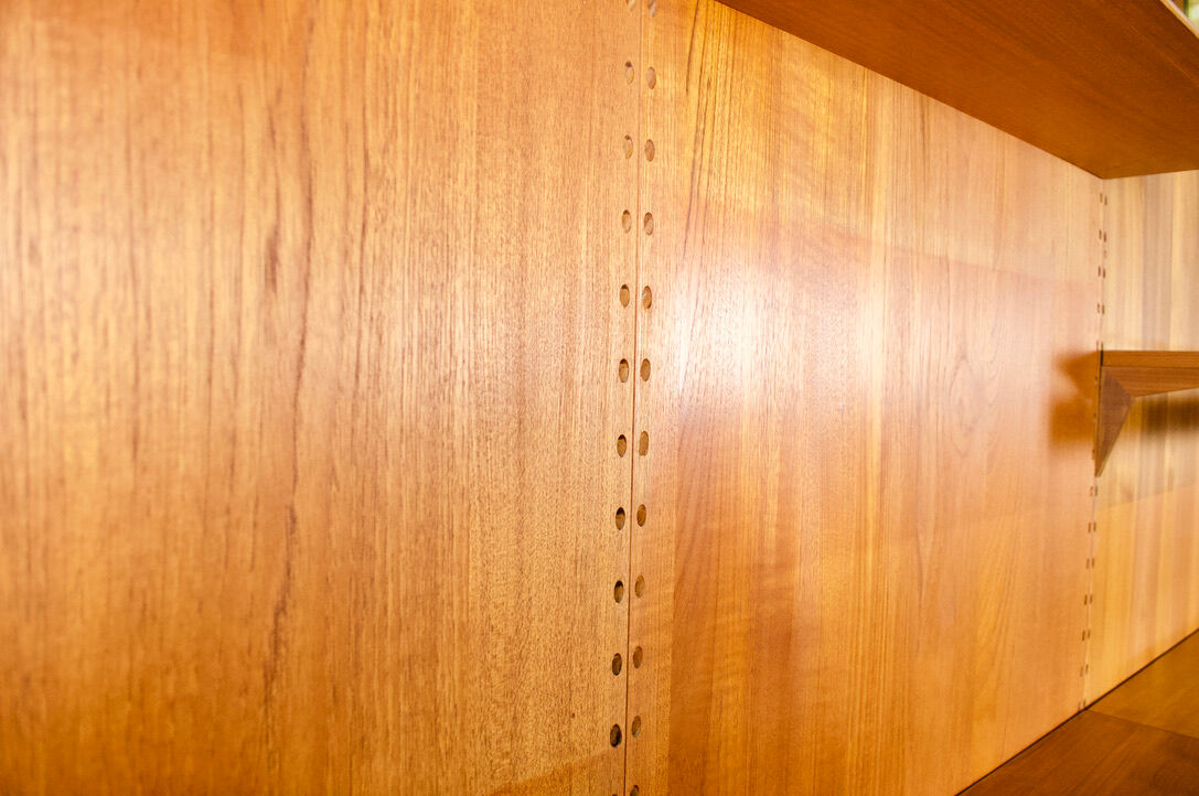 Modular wall system with Cado panels by Poul Cadovius, teak, from 1959.