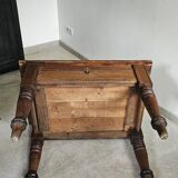 Table de travail française rustique antique de ferme, îlot Louis Philippe