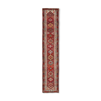 Tapis unique anatolian red runner tissé à la main 76 cm x 418 cm