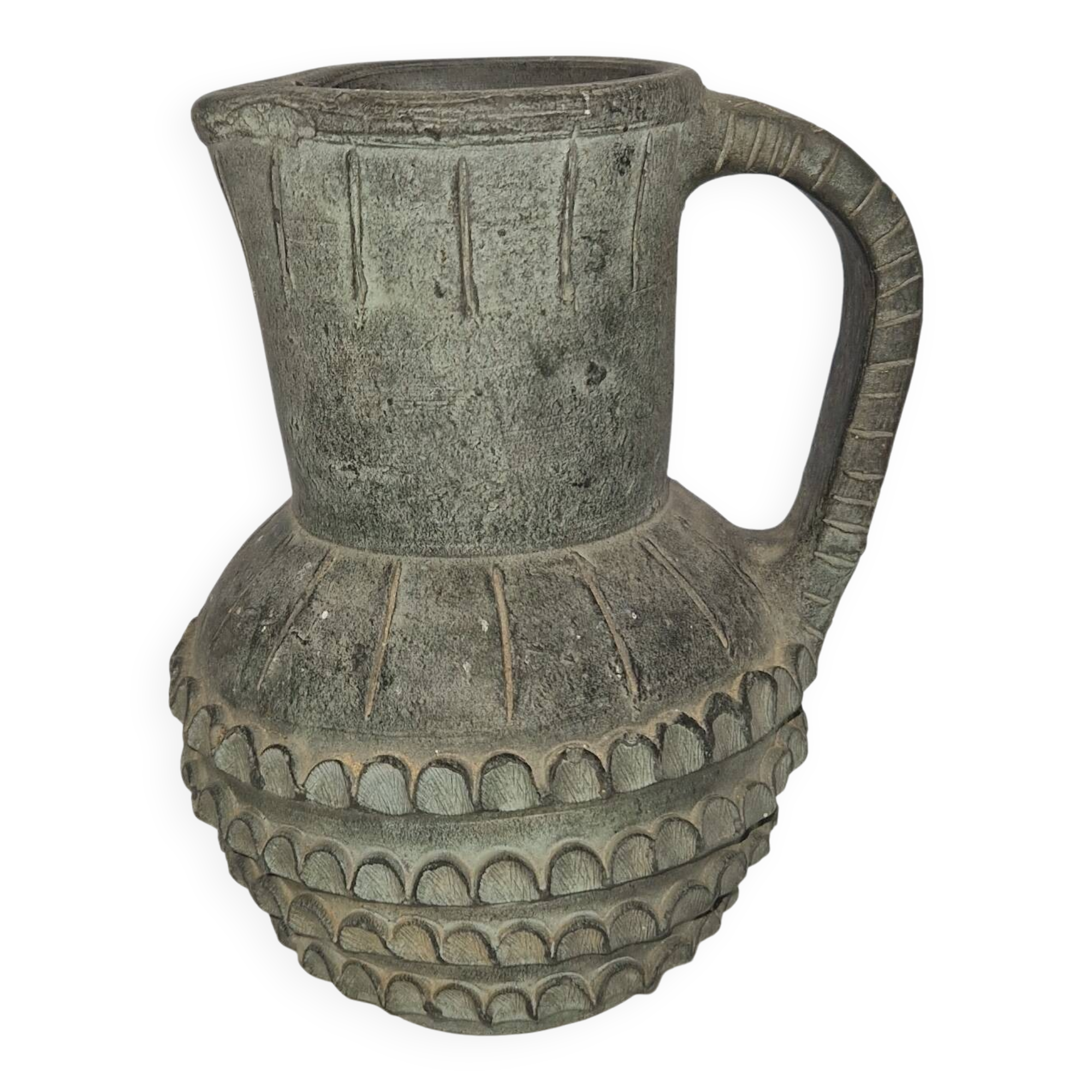 Vintage terracotta vase pitcher from the Parthenon factory, Spain.